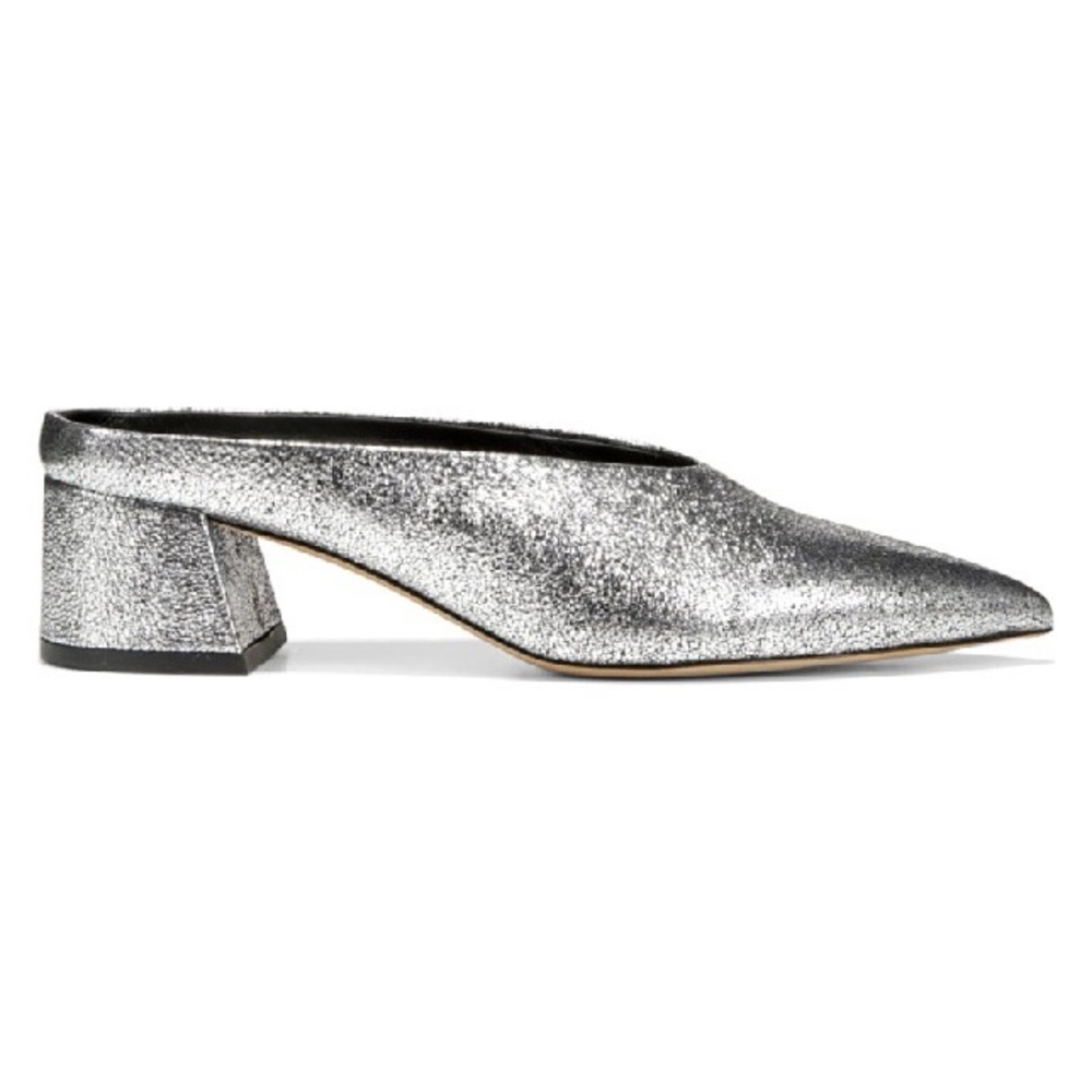 Vince Ralston Pointy Toe Heel Mule Silver Metallic